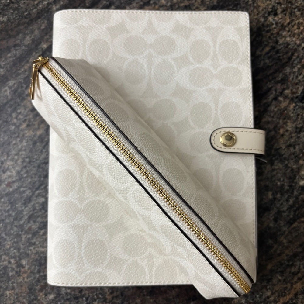 Coach Notebook Signature White Canvas & matching white pencil case bundle!!! NWT